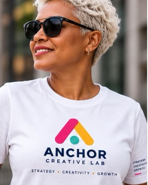 Anchor Creative Lab branded white t-shirt