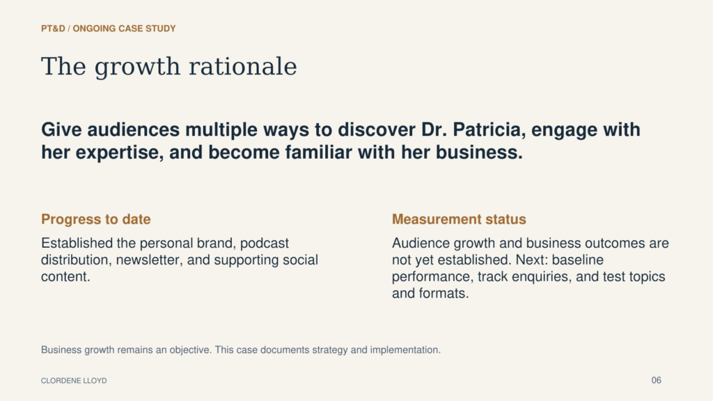 Dr. Patricia Leads: the growth rationale case study