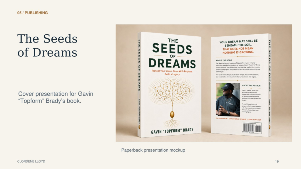 The Seeds of Dreams book cover presentation