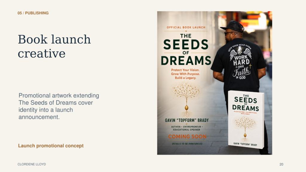 The Seeds of Dreams book launch creative