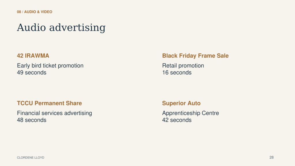 Audio advertising samples